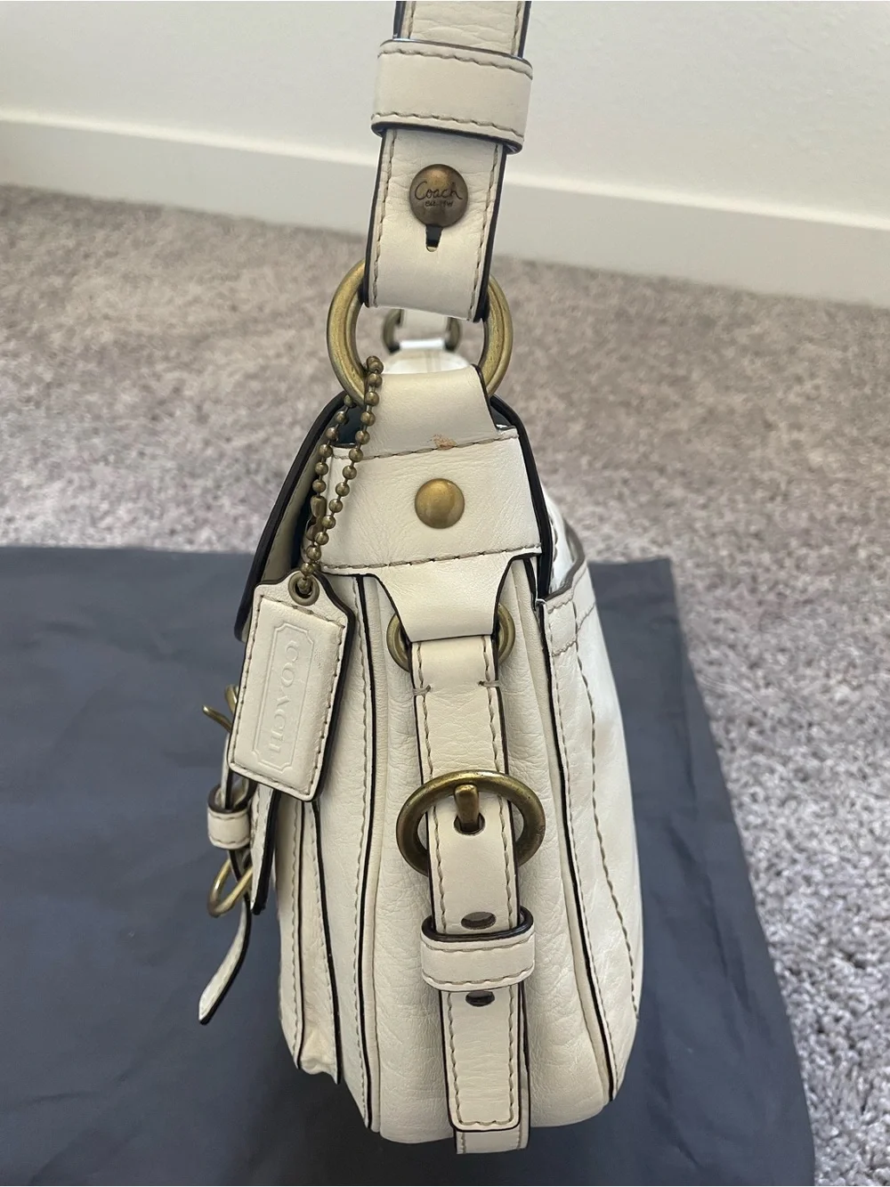 Coach Legacy Garcia Buckle Ivory leather Shoulder Bag (Preowned)